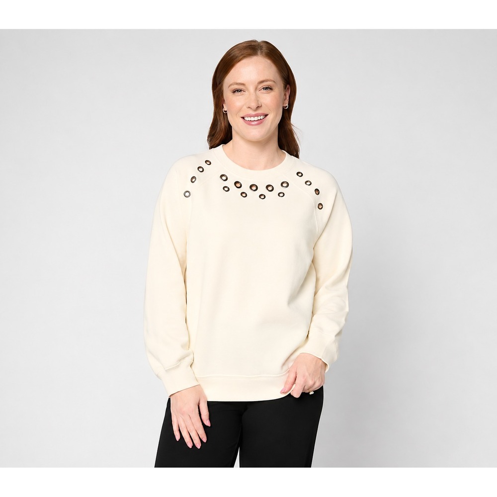 Peace Love World Grommet Detail Sweatshirt Pristine, Large